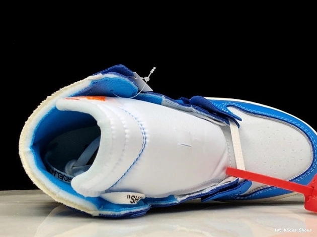 1st Kicks Powder Off-White Jordan 1 Blue Air UNC AQ0818-148 0809